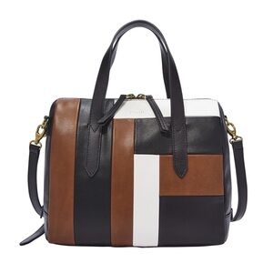23. Fossil Sydney Leather Satchel in Neutral Multi - NWOT